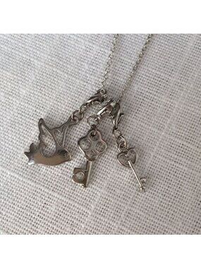 Urbanology Bird Keys Silver Necklace 18" NEW